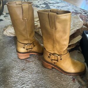Frye Tan Leather Heeled Boots